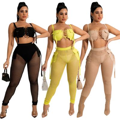 China 2022 Women Workout Breathable Spring Crop Top Two Piece Pant Set Joggers Tracksuits Yoga Gaiters Pants Ladies Sexy 2 Piece Jogger Panty Set for sale