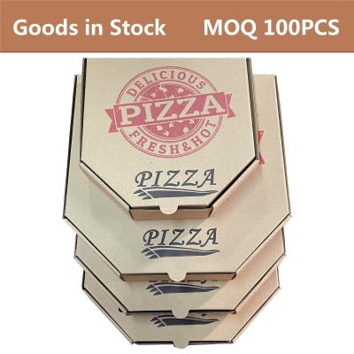 China Goods in Stock Wholeasale Hexagonal Corrugated Kraft 8-12 Inch Pizza Box, MOQ 100PCS for sale