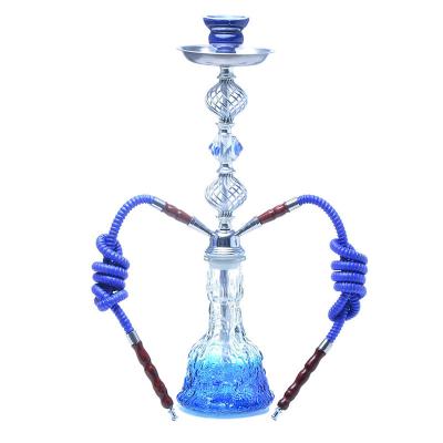 China Home Tool Glass Base Smoking Hookah Chicha 2 Hose Pipes Shisha Set for sale