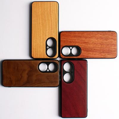 China Dropshipping Customized Bamboo Wooden Phone Case For Huawei P50 Pro Plus Shockproof TPU Softwood Bumper Case For Huawei P50 P40 for sale