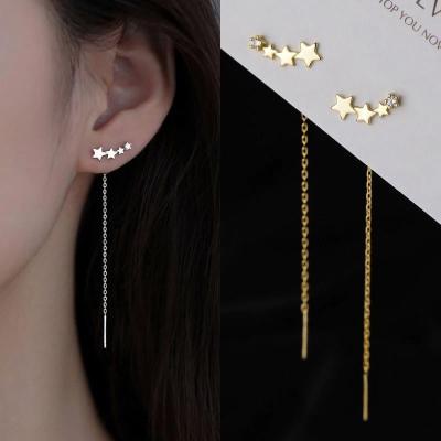 China FASHIONABLE Heart Beads Pendants Earings Jewelry S925 Straight Hanging Silver Star Earring Shine Temperament Tassel Earring Jewelry for sale