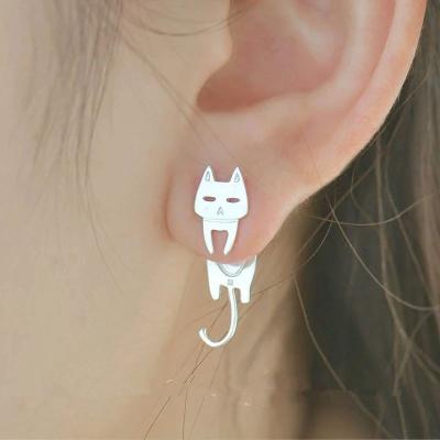 China Hot Selling Korean Fashion TRENDY Cat Fish Asymmetrical Stud Earrings from Cat Earrings Women Hypoallergenic Gift for sale