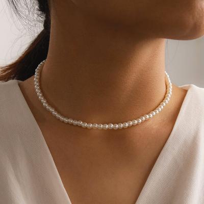 China Europe and America elegant white imitation pearl the big pearl the choker clavicle chain necklace for women wedding jewelry necklace 2023 new for sale