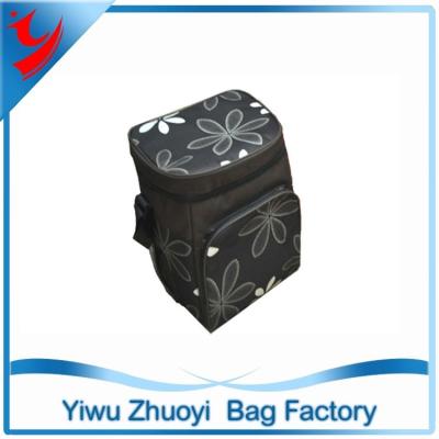 China Black nylon food handle cooler bag with front pocket for sale