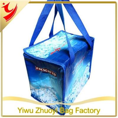 China Large Food Compartment PP Woven Cooler Bag Aluminum Picnic Insulation Bag for sale