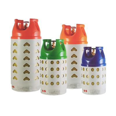 China Light weight / 28.6L non corrosive / translucent 12KG wrapped fiberglass gas cylinder lpg cylinder for cooking for sale