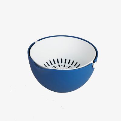 China Stored 2 in 1 Double-Layer Plastic Kitchen Wholesale Filter Vegetables Fruit Wash Drain Basket for sale