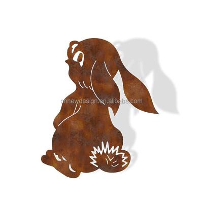 China Europe garden metal art corten steel rusty rabbit gift for garden lovers wall panel rusty steel for sale