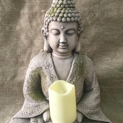 China China Garden Solar Led Light Craft Waterproof Supplies For Sitting Buddha Statues Resin Decoration Outdoor Handmade Crafts Large Resin for sale