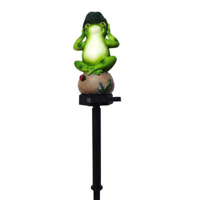 China Waterproof Solar Garden Stake Frog With Decorative Outdoor Stake Lamp Glass Ball LED Pathway Garden Lights for sale