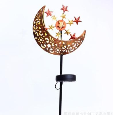 China Newest Design Beautiful Hot Sale Garden Yard Decor Moon Glass Crakle Ball Led Garden Light Solar Stakes for sale