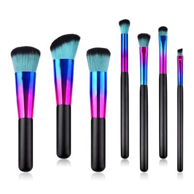 China Yaeshii 7PCS Makeup Brush Set Soft Colorful Rainbow Wholesale Portable Hold Makeup Brush Custom Made Makeup Brush for sale