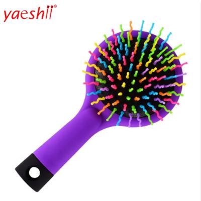 China Yaeshii Private Label Hair Brush and Mirror Comfortable Mini Rainbow Nylon Bristle Hair Brushes Wholesale for sale