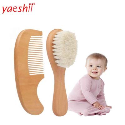 China 2019 Compact Yaeshii Scalp Wool Hair Baby Head Brush And Comb Set Baby Wooden Hair Brush for sale