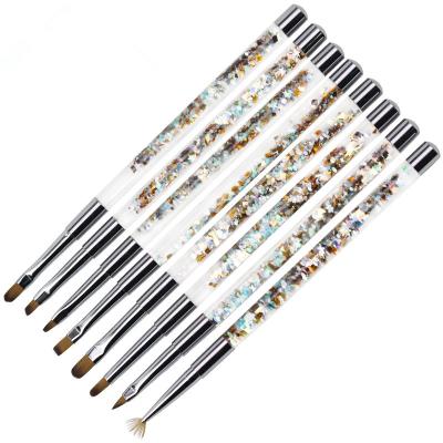 China Beauty Care Make Tools Yaeshii Nail Art Crystal Nail Brush Set Acrylic UV Gel Carving Brush Glitter Kolinsky Nail Brush for sale