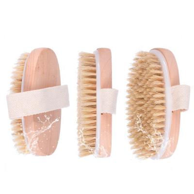 China All Yaeshii Natural Wholesale Professional High Quality Bamboo Boar Dry Skin Body Brush Stiffen Bath Brush for sale