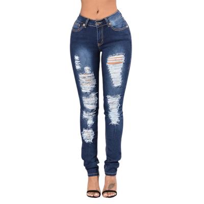 China Denim Women Streetwear Jeans Female Higwaist Slim Fit Handmade Straight-Leg Worn Solid Jeans Casual Warm Breathable Pants for sale