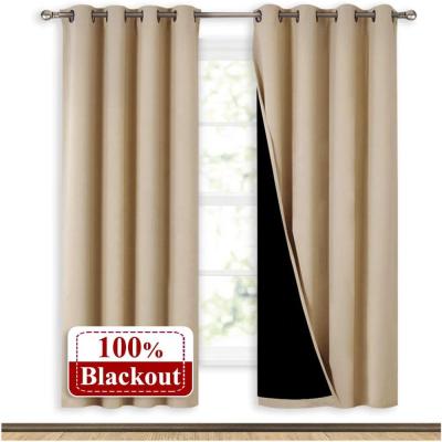 China Blackout Thermal Insulation Blackout Blackout Polyester Fabric Luxurious Durable Curtains For Living Room And Bedroom for sale