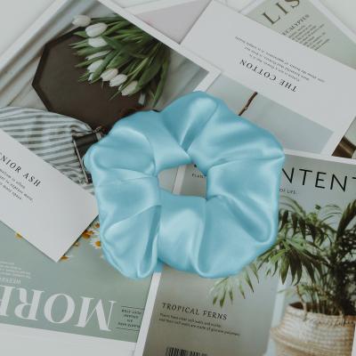 China Real large silk oversized designer hair scrunchies large satin hair scrunchy headband custom wholesale soft comfy ties for sale