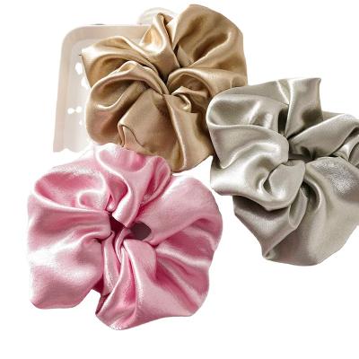 China Healthy Wholesale Hair Tie Scrunchies Gray Satin Hair Scrunchie for sale