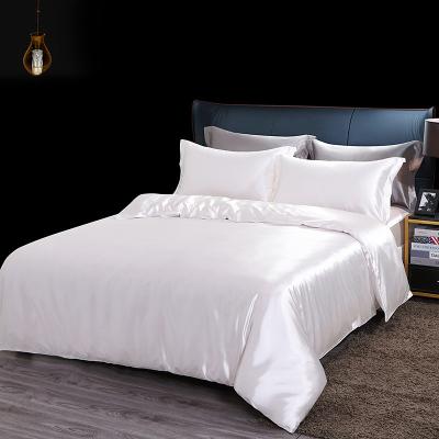 China Hotel 100% Silk Luxury Bedding Set Wholesale Nondisposable Modern Soft Silk Double Bed Sets for sale