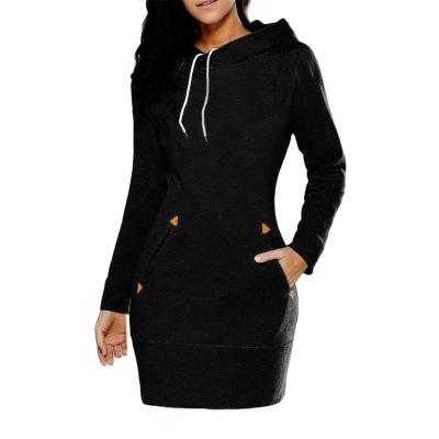 China Viable Hot Sale Hoodie Dress For Women Autumn Winter Fleece Solid Hoodies With Pockets Women's Sweatshirt Dress Casual for sale