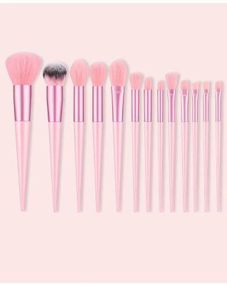 China Low Moq Logo Fan Brush Cyan High Gloss Powder 13pcs Professional Custom Makeup Brush Blush Makeup Brush Set With Dedicated Bag Sample for sale