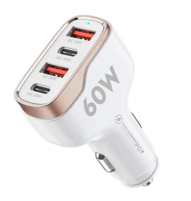 China Usb C 12V New Arrival Reasonable Price Popular Fast Palladium Type Four And One USB-c 4 Port Car Charger Fit for sale