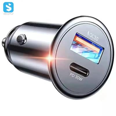 China Popular Car Charger USB C QC 3.0 PD 30W Car Phone Fast Charging Charger For iPhone 12 13 pro 14 pro for sale