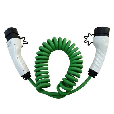 China CE TUV 5m16a Fisherman TPU Spiral EV Cables GREEN EV Charging Cable EV Charging Cable for sale