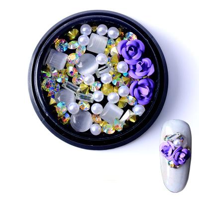 China Mixed Set Fashional Hollow-out Moon Star Moon Star Diamond Rhinestone Ornament Rhinestone Stud Rivet Nail Chain Set for sale