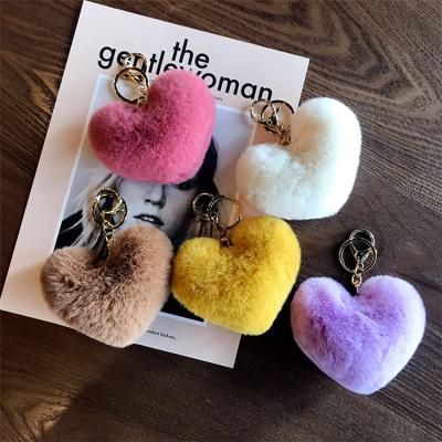 China Plush Rubber Car Hot Selling Heart Shaped Woman Bag Hanging Self-Defense Key Chain Key Chain for sale