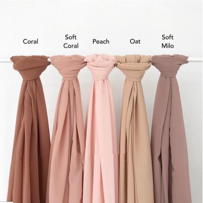 China Factory 54 Colors New Cheap Wholesale Fashionable Chiffon Solid Hijab Scarf Malaysian Chiffon Scarf for sale