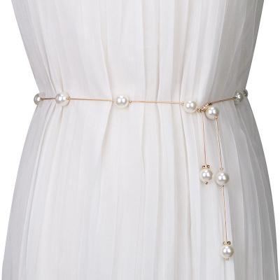 China Fashional Fashion Waist Chain Women Beads To Decorate Belt Slim Dress With Rhinestones Skirt Belt Body Chain Chain for sale