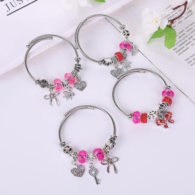 China Latest Design Jewelry Alloy Key Bracelet And Lock Charm TRENDY Rhinestone Bangle for sale