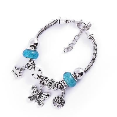 China CLASSIC Newcomer DIY Ocean Charm Bracelet Blue Crystal Beads Shell Pendant European Bracelet for sale