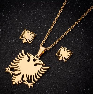 China Fashional Hot Selling Eagle Skull Pendant Jewelry Set Stainless Steel Necklace And Earring Set For Women for sale