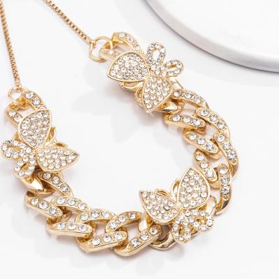 China FASHIONABLE Women Chain Rhinestone Anklet Jewelry Tennis Foot Beach Crystal Butterfly Cuban Anklet for sale