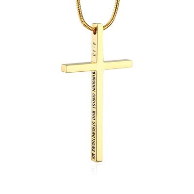 China Wholesale Fashional Stainless Steel Bible Cross Pendant Men's Scripture Power Necklace Religious Jewelry for sale