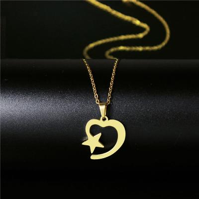 China Fashional Fashion Love Star Clavicle Pendant Chain Stainless Steel Couple Necklace Jewelry For Women for sale