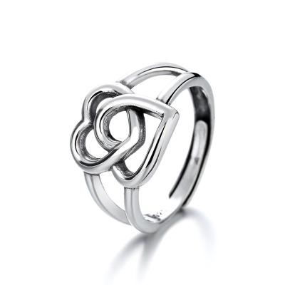 China FASHIONABLE S925 Silver Heart Shape High Quality Rings Women Adjustable Size Rings for sale