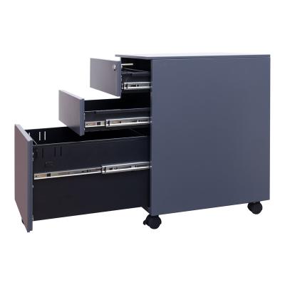 China Knock Down Wholesale Customized 3 Drawer Pedestal Movable Cabinet Mobile Steel Filing Cabinet For Office Use for sale