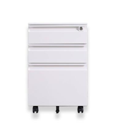 China Metal Foldable Movable Steel 3 Drawer Storage Steel Mobile File Cabinet with Wheels for sale