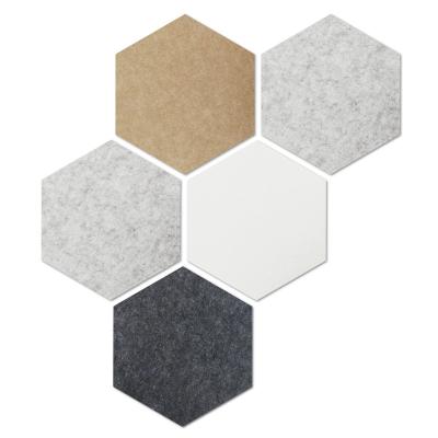 China Modern stylish Black And White Hexagon Polyester Acoustic Panel Fabric Pin Board  Customized   Decorative Acoustic panel. for sale