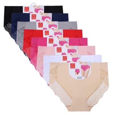 China UOKIN Lace Ladies Ice Satin Antibacterial Sexy Silk Women Underwear Seamless Panties for sale