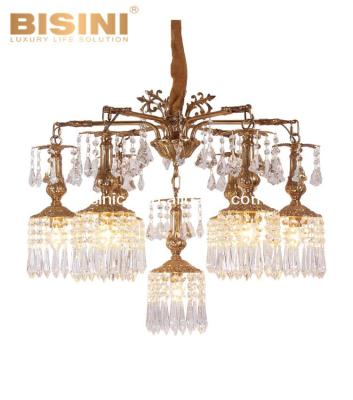 China Residential European Luxury Delicate Flower Design Brass Crystal Chandelier For Living Room Lighting for sale