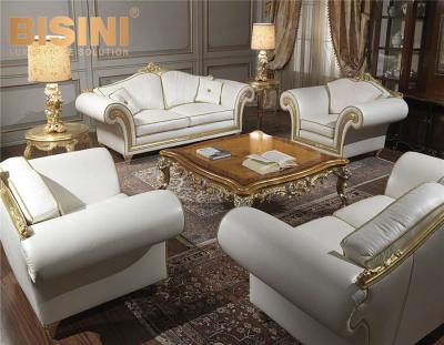 China Sofa Palace Royal Apartment Living Sectional Room Furniture Solid Wood Color Leather Luxury White Sofa for sale