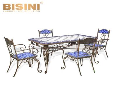 China Garden or luxury landscape villa outdoor rectangle mosaic dining table and chair set for sale