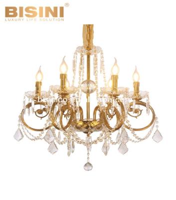 China Residential Luxurious Brass Pendant Light Dining Room K9 Crystal Chandelier Ceiling Light Bedroom for sale