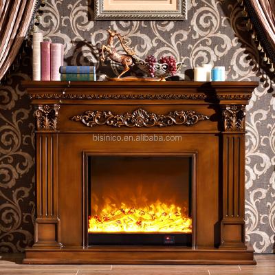 China Solid Wood Solid Wood Antique Fireplace Mantel And Electric Insert (MOQ=1 SET) for sale